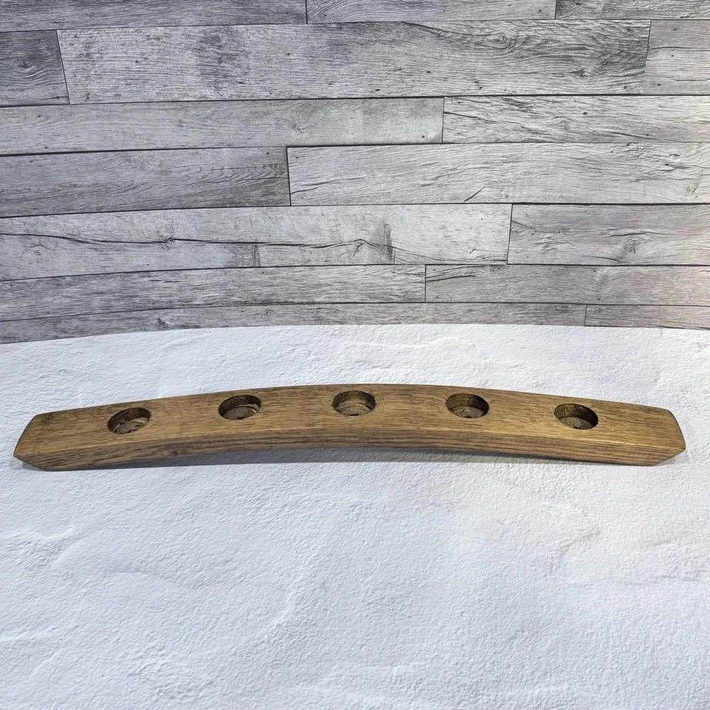 Whiskey Oak Barrel Stave Candle Holder Tea Light Rustic Farmhouse Table Decor